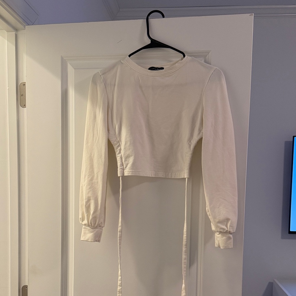 JLUXLABEL White Long Sleeve Crop Top